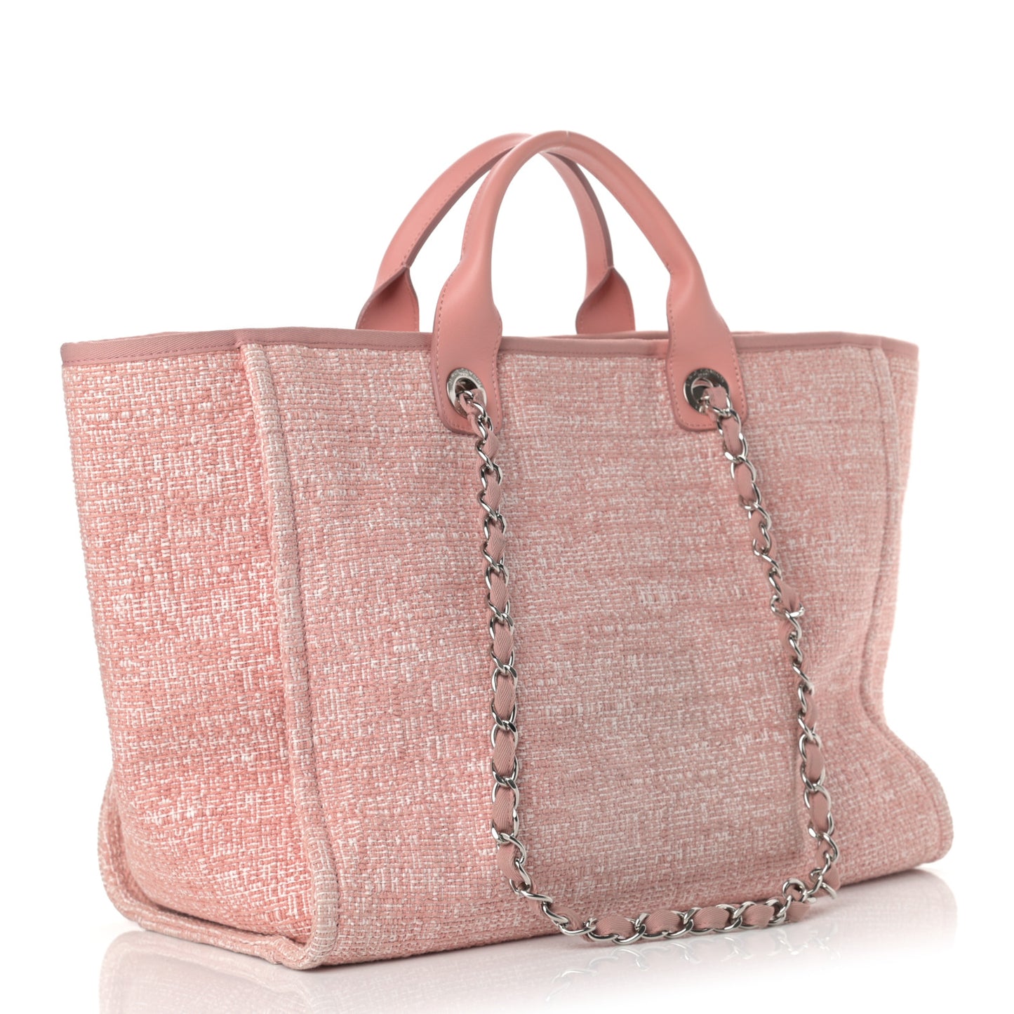 Straw Lurex Medium Deauville Tote Pink