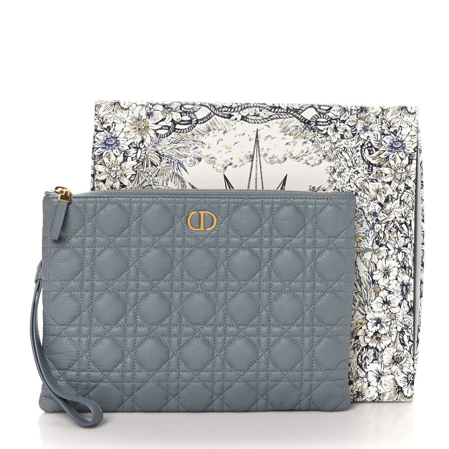 Christian Dior Supple Calfskin Cannage Large Caro Daily Pouch Cloud Blue 8 of 8