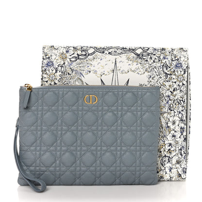 Christian Dior Supple Calfskin Cannage Large Caro Daily Pouch Cloud Blue 8 of 8