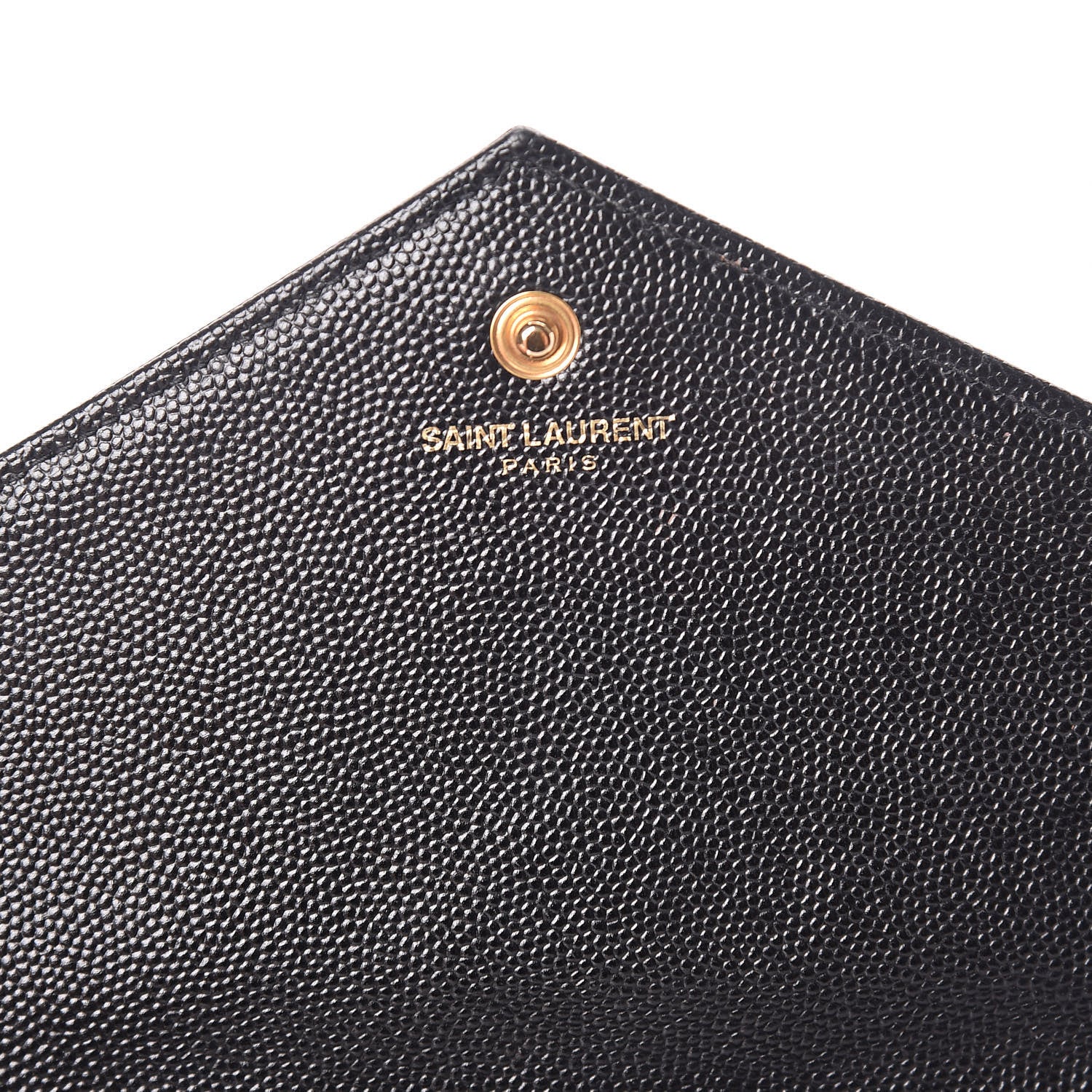Saint Laurent Grain De Poudre Matelasse Chevron Monogram Chain Wallet Black 6 of 12
