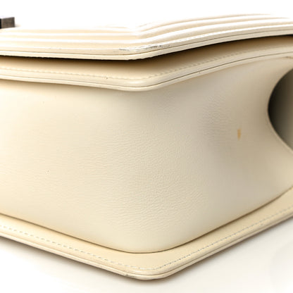 Chanel Calfskin Chevron Quilted Medium Boy Flap Ivory 10 of 18