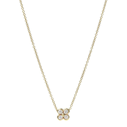 Tiffany 18K Yellow Gold Diamond Flower Pendant Necklace 1 of 5