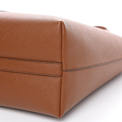 Prada Saffiano Cuir Shopping Tote Cognac Black 7 of 7