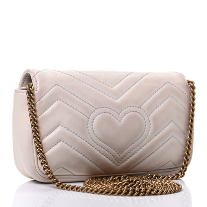 Gucci Calfskin Matelasse Super Mini GG Marmont Shoulder Bag White 2 of 4
