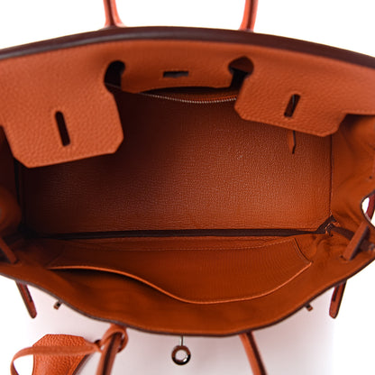 Hermes Taurillon Clemence Birkin 25 Orange 12 of 27
