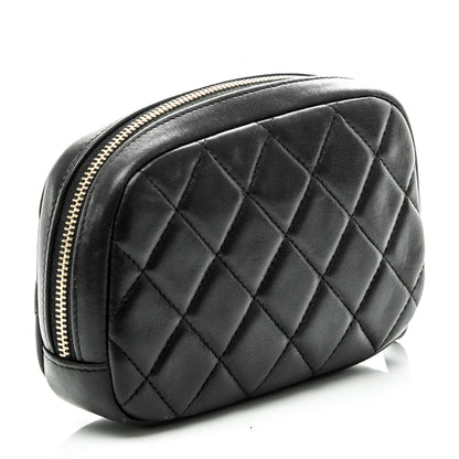 Chanel Lambskin Quilted Small Curvy Pouch Cosmetic Case Black 3 of 7