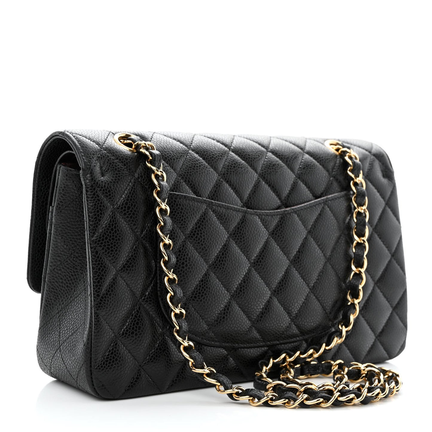 Caviar Quilted Medium Double Flap Black