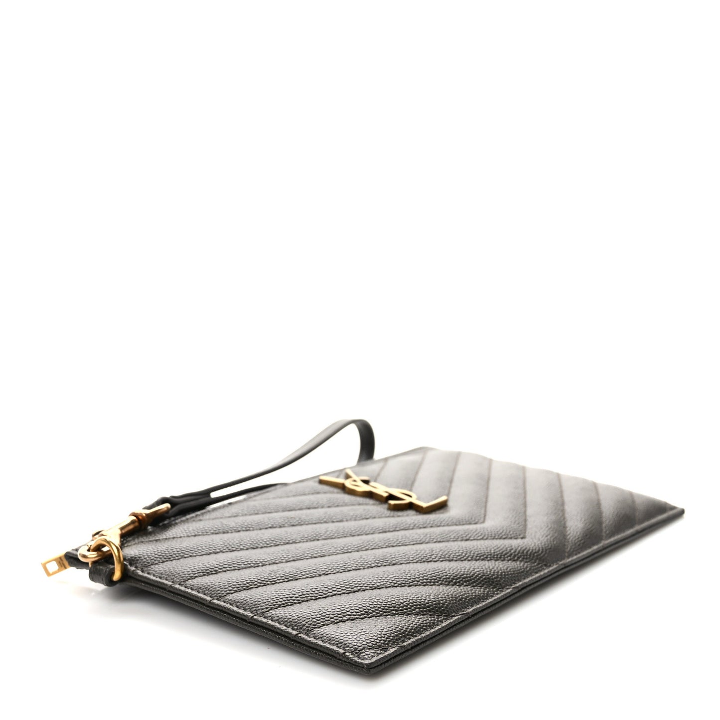 Grain De Poudre Chevron Monogram Large Bill Pouch Pebble