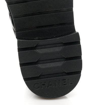 Chanel Shiny Goatskin Calfskin Quilted Lace Up Combat Boots 36 Black 6 of 10