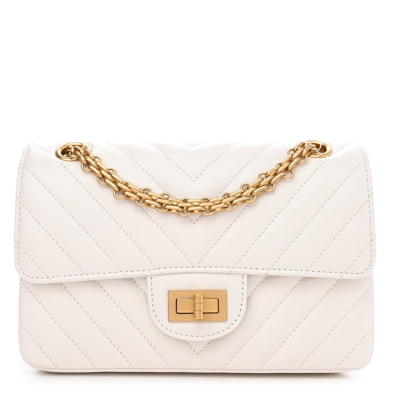 Chanel Aged Calfskin Chevron Quilted 2.55 Reissue Mini Flap White 1 of 12
