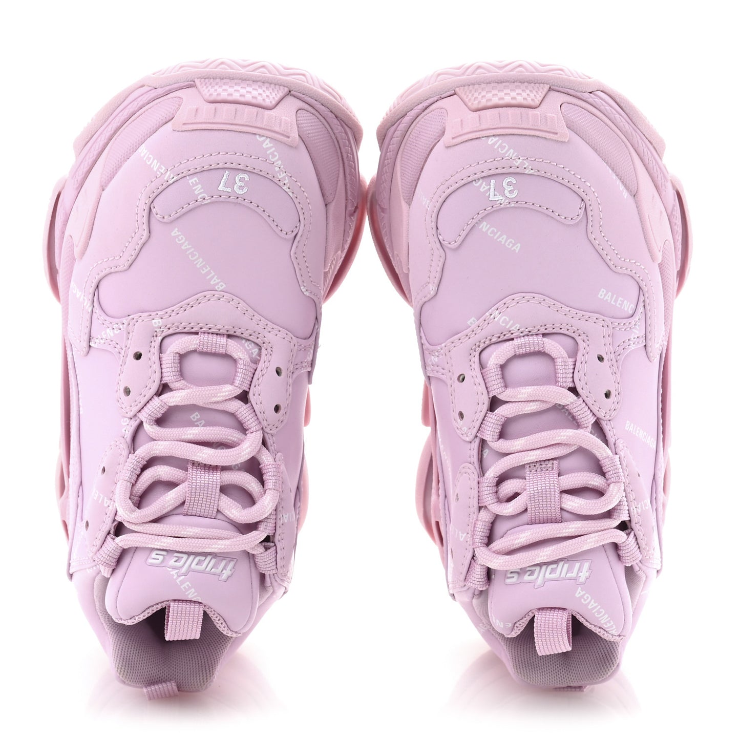 Technical Fabric Mesh Allover Logo Womens Triple S Sneakers 37 Pink White