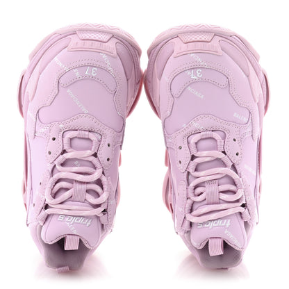 Balenciaga Technical Fabric Mesh Allover Logo Womens Triple S Sneakers 37 Pink White 2 of 9
