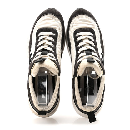Chanel Nylon Suede Calfskin CC Sneakers 40 White Dark Grey 2 of 8
