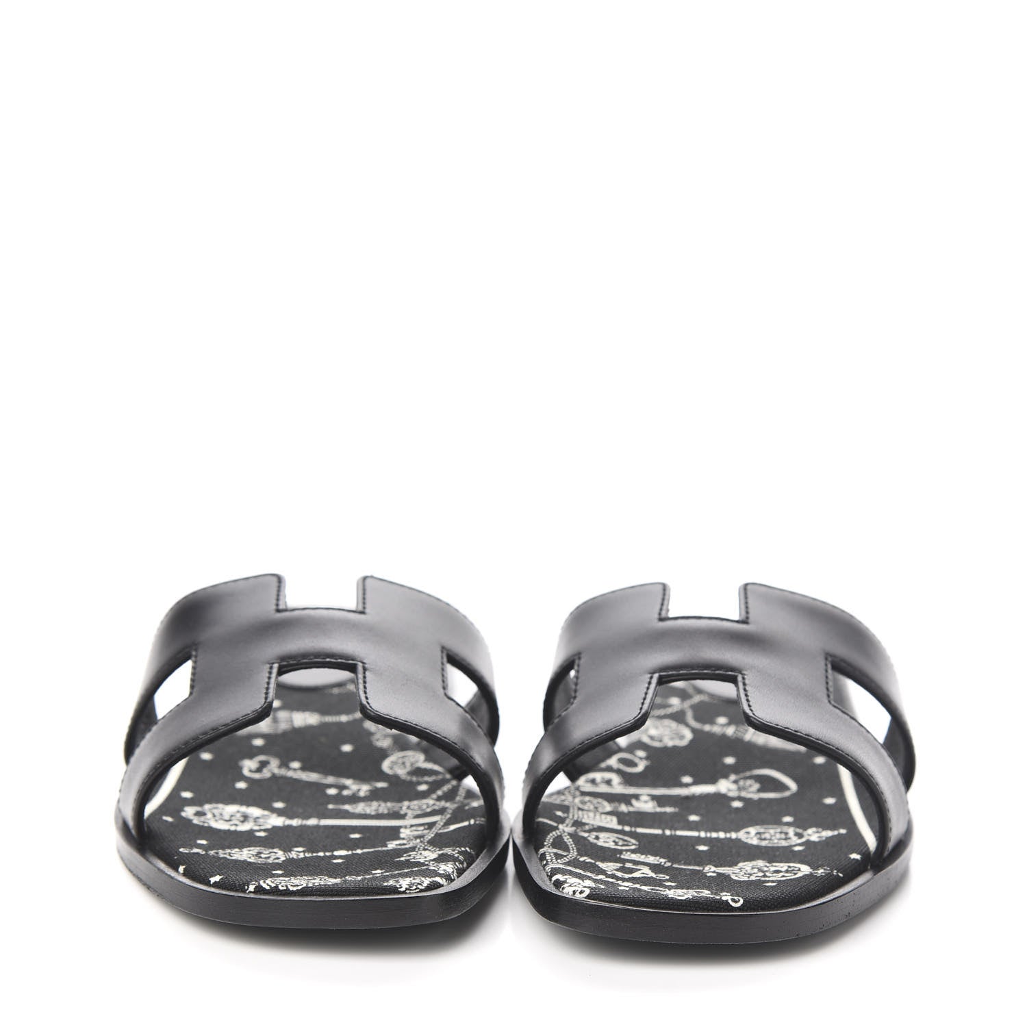 Hermes Calfskin Oran Sandals 36.5 Black 2 of 9