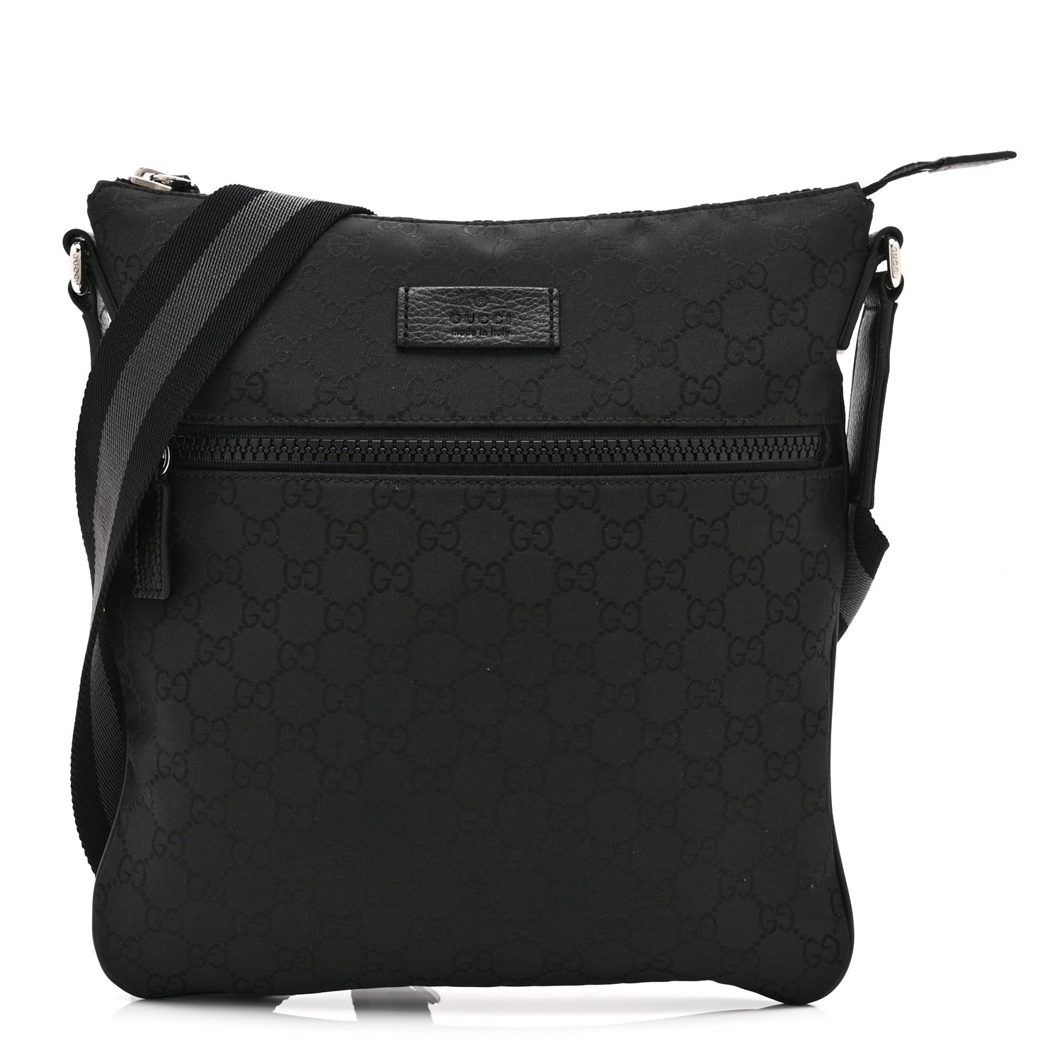 Gucci Nylon Monogram Medium Flat Messenger Bag Black 1 of 11
