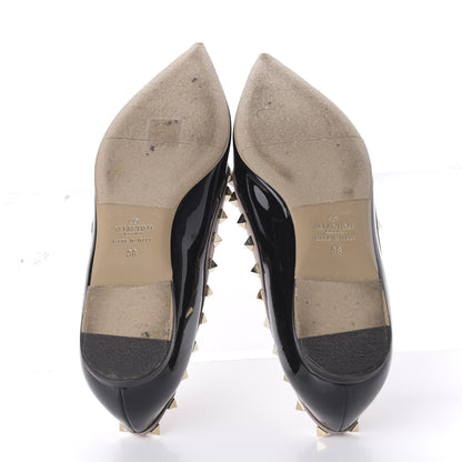 Valentino Garavani Patent Nappa Rockstud Ballerina Flats 38 Black Poudre 5 of 9