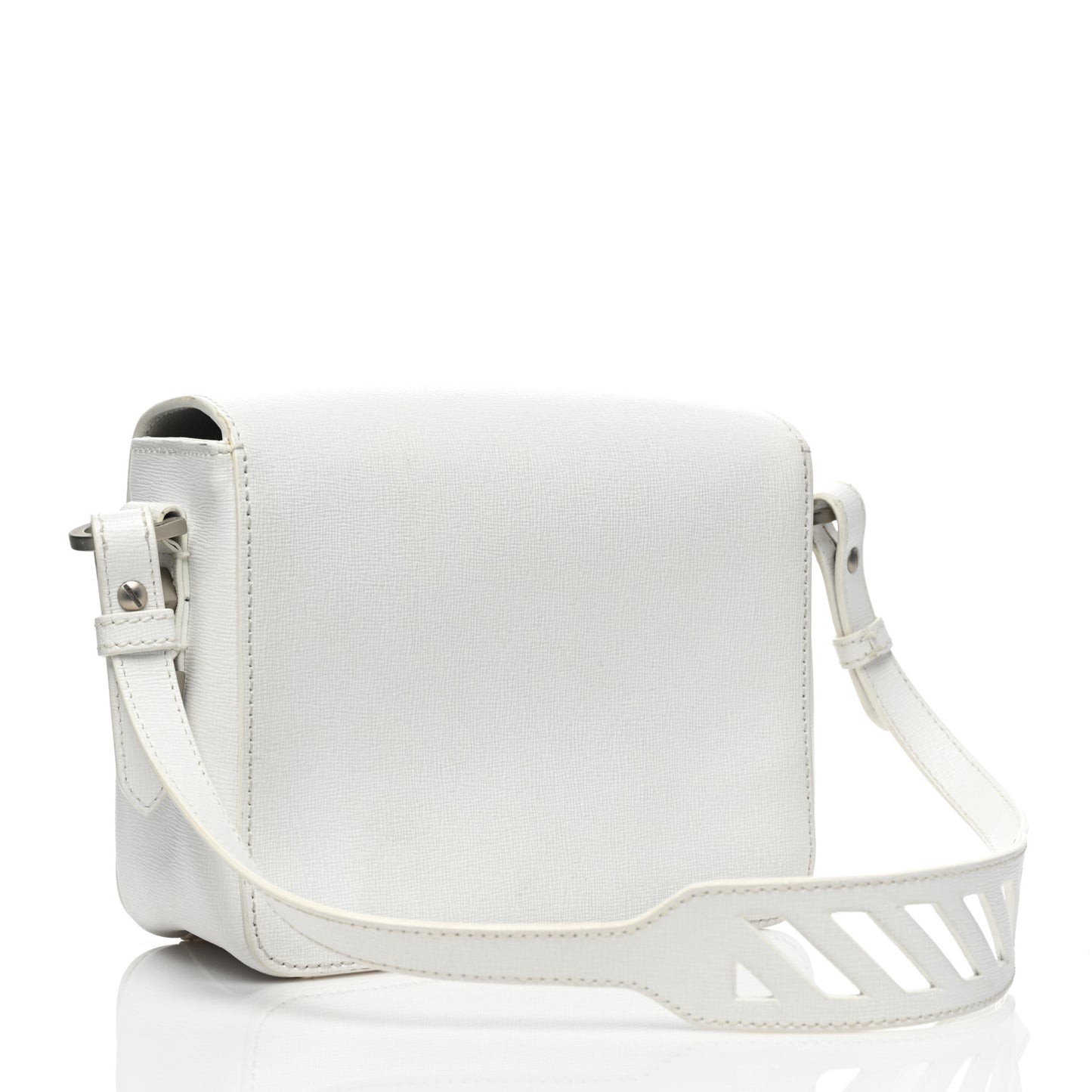 Saffiano Striped Diag Binder Flap Bag White Black