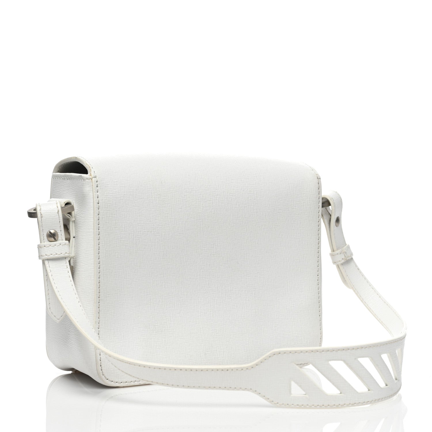 Off-White Saffiano Striped Diag Binder Flap Bag White Black 3 of 10