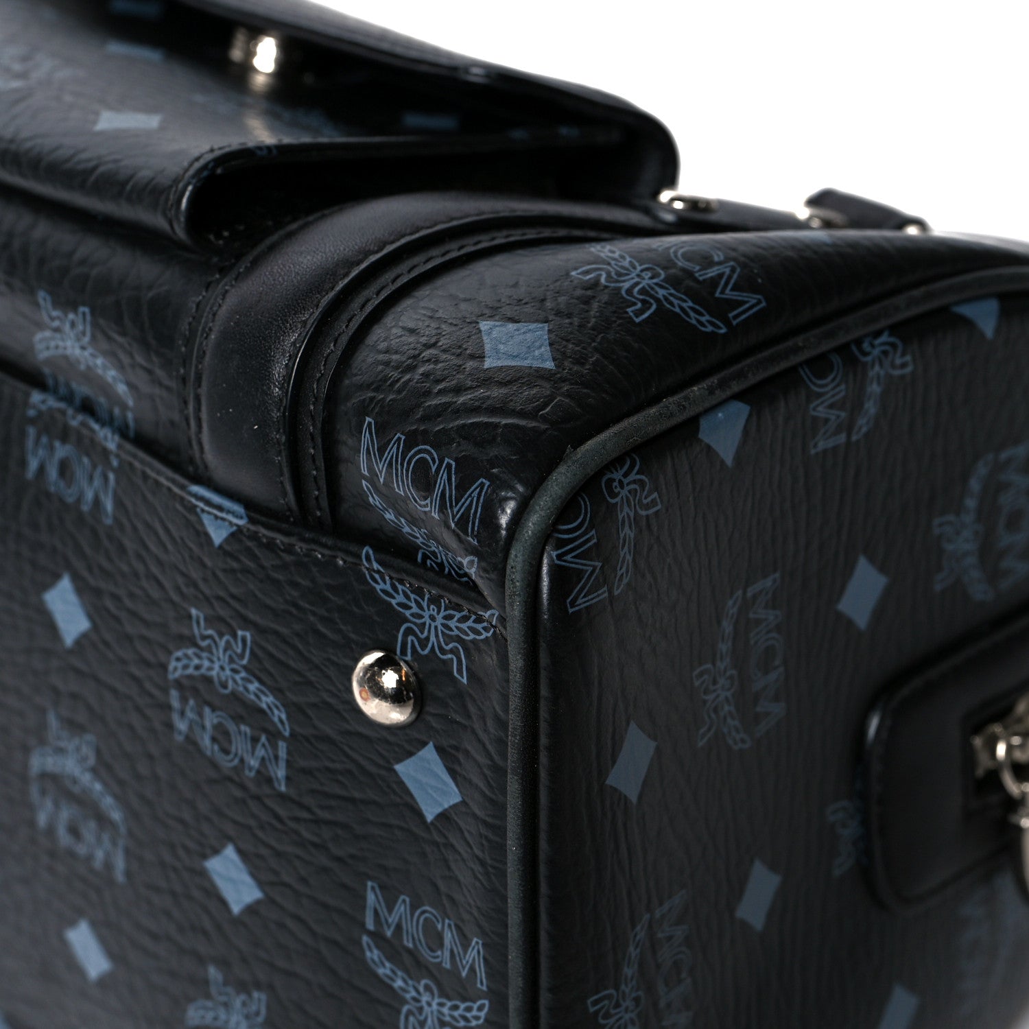 MCM Visetos Boston Bag Black 9 of 13