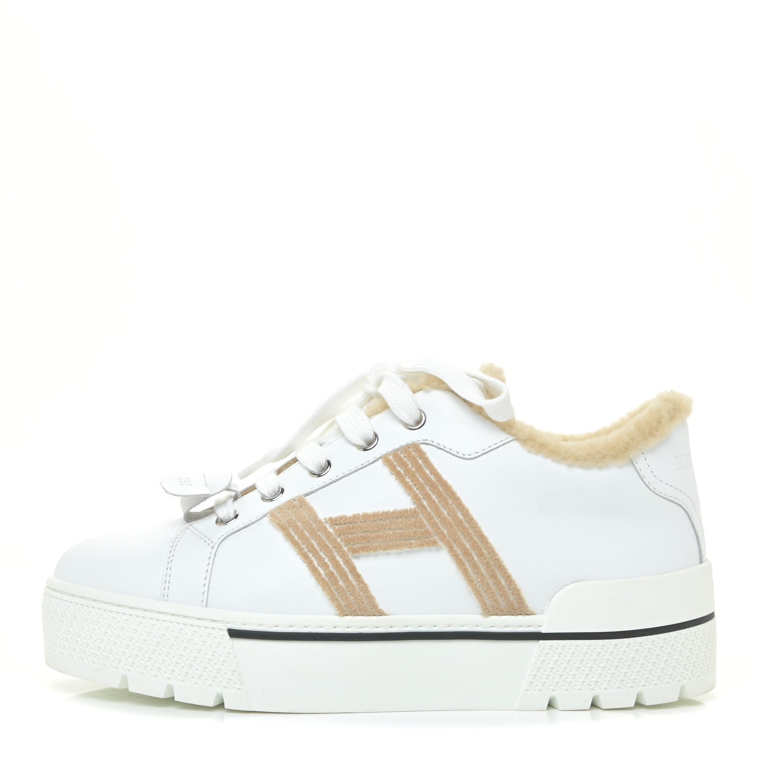 Hermes Calfskin Woolskin Dare Sneakers 36 White Ecru 1 of 14