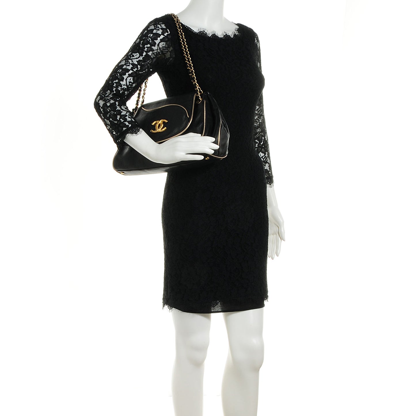 Lambskin Paris Moscou Constructivism Accordion CC Flap Bag Black