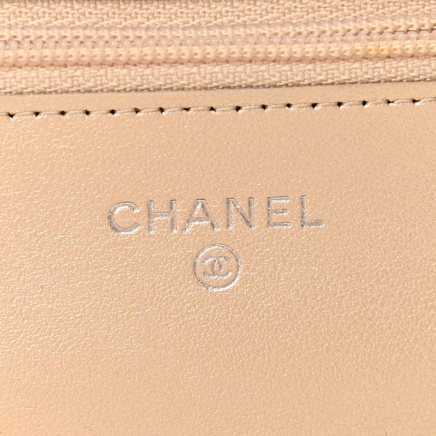 Metallic Sheepskin Quilted Reissue Wallet On Chain WOC Beige