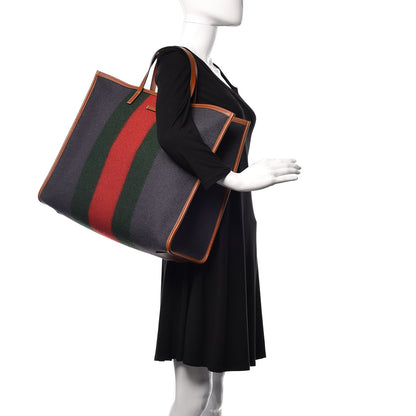 Gucci Felt Large Signature Web Tote Grey 2 of 9