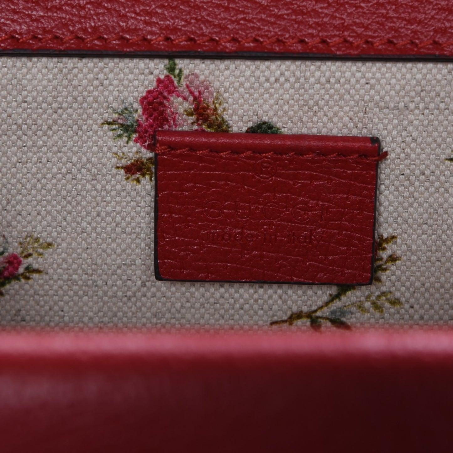 Calfskin Web Floral Embroidered Small Dionysus Shoulder Bag Hibiscus Red