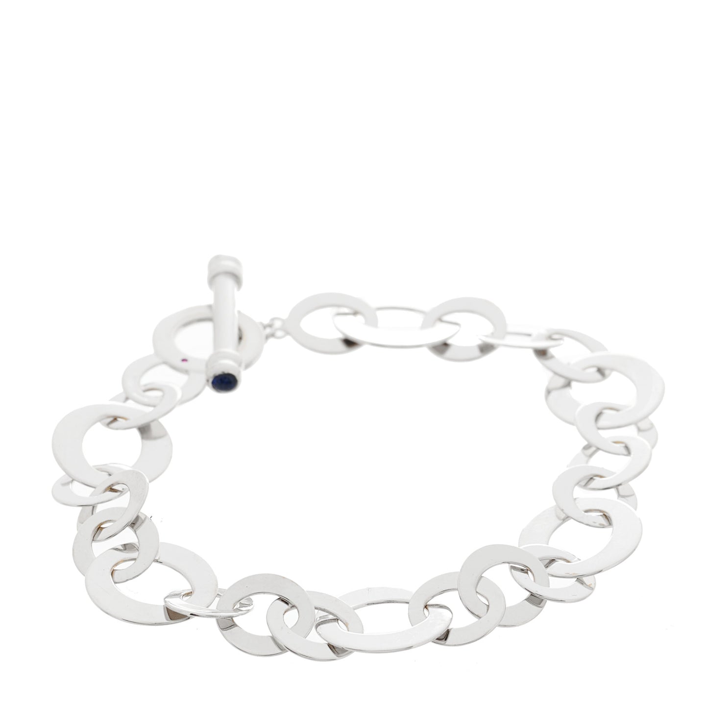 18K White Gold Blue Sapphire Chic and Shine Link Bracelet