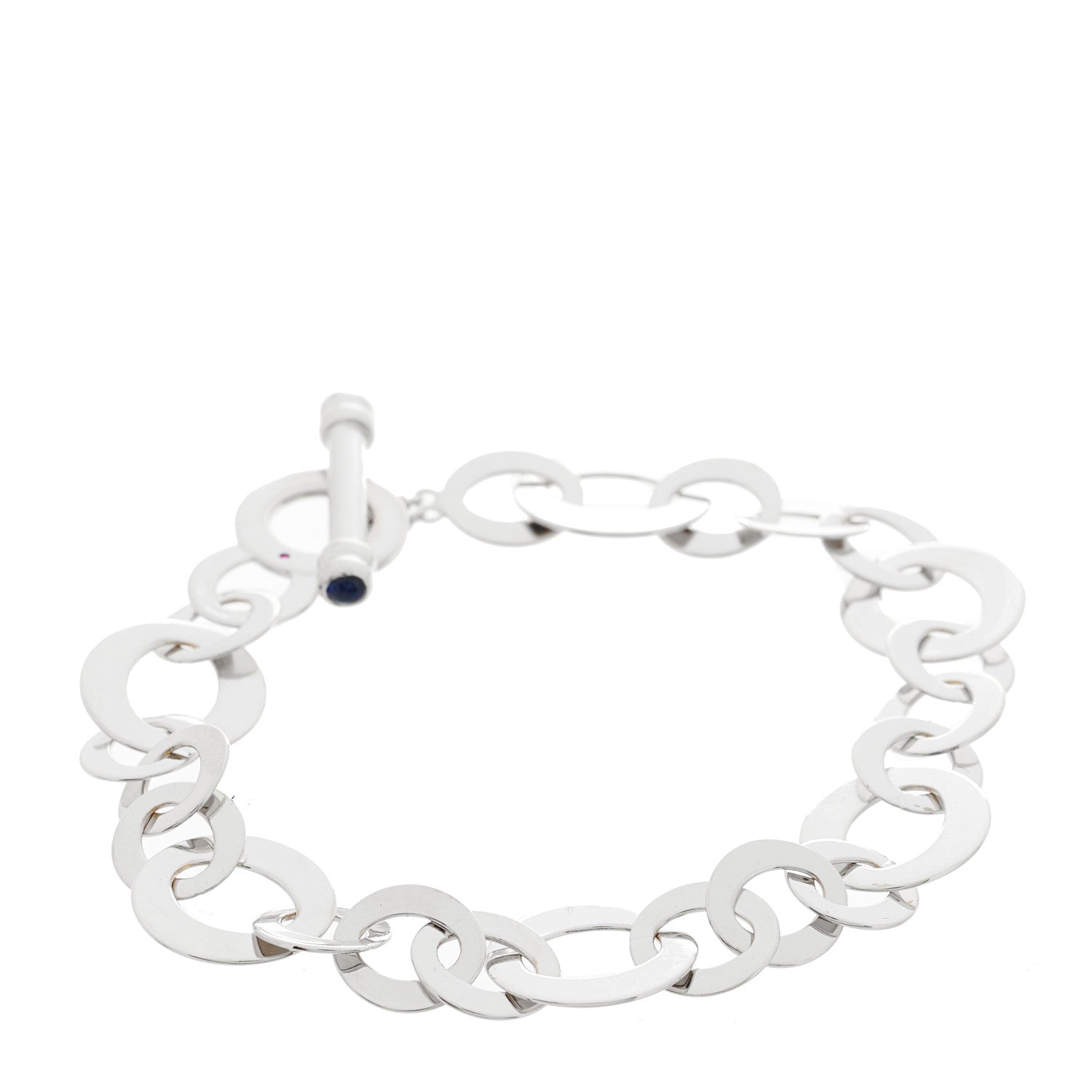 Roberto Coin 18K White Gold Blue Sapphire Chic and Shine Link Bracelet 1 of 3