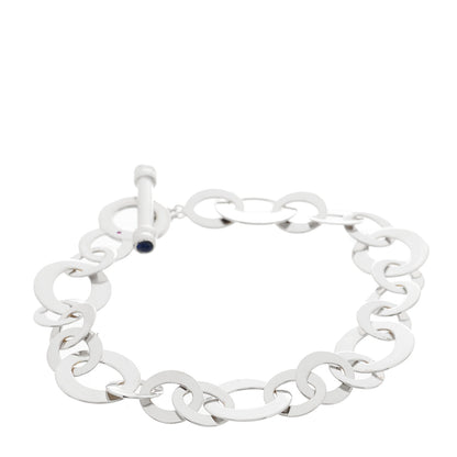 Roberto Coin 18K White Gold Blue Sapphire Chic and Shine Link Bracelet 1 of 3