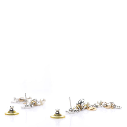 Chanel Pearl CC Charm Chain Drop Earrings Silver Gold 3 of 4