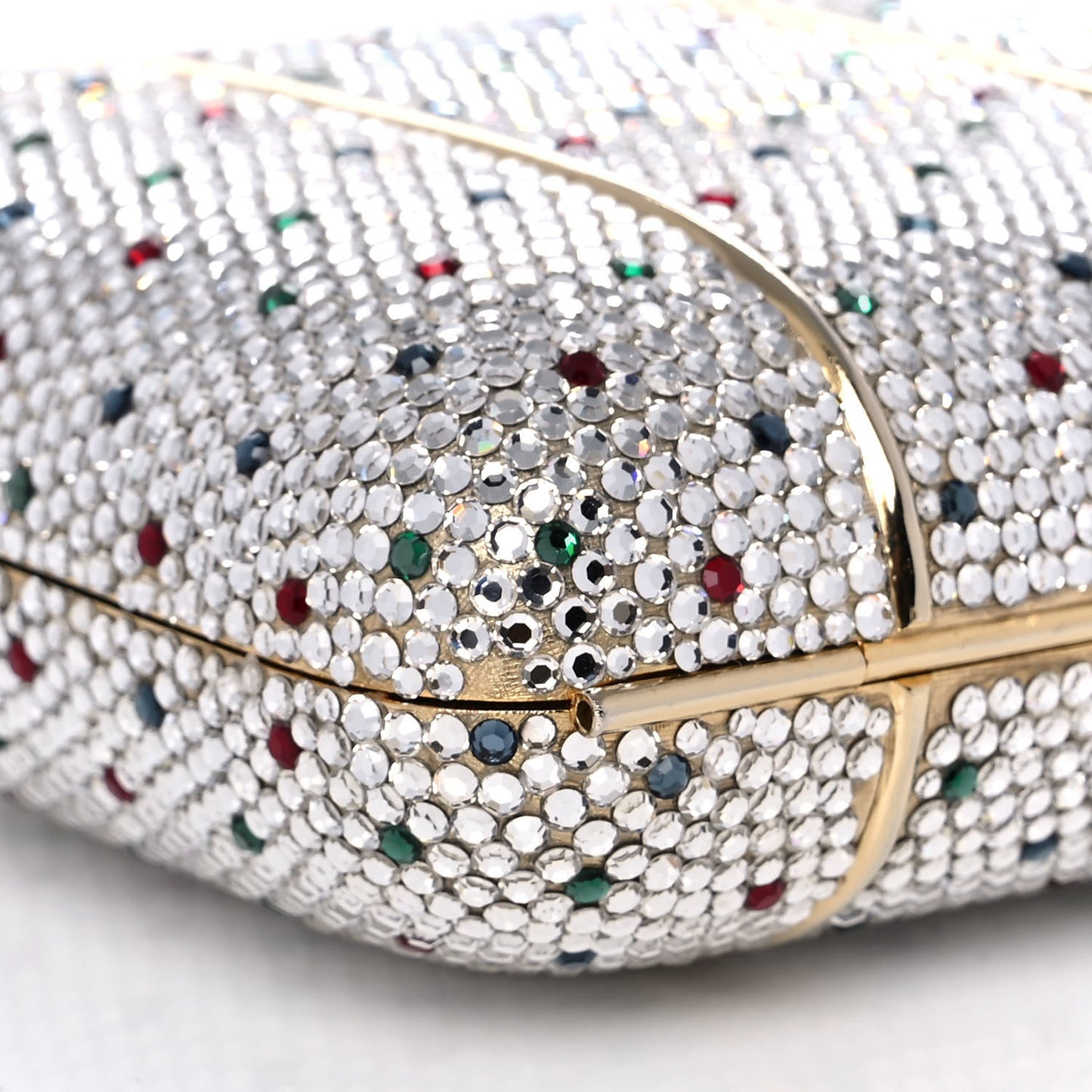 Swarovski Crystal Minaudiere Clutch Silver Multicolor
