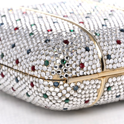 Judith Leiber Swarovski Crystal Minaudiere Clutch Silver Multicolor 8 of 16