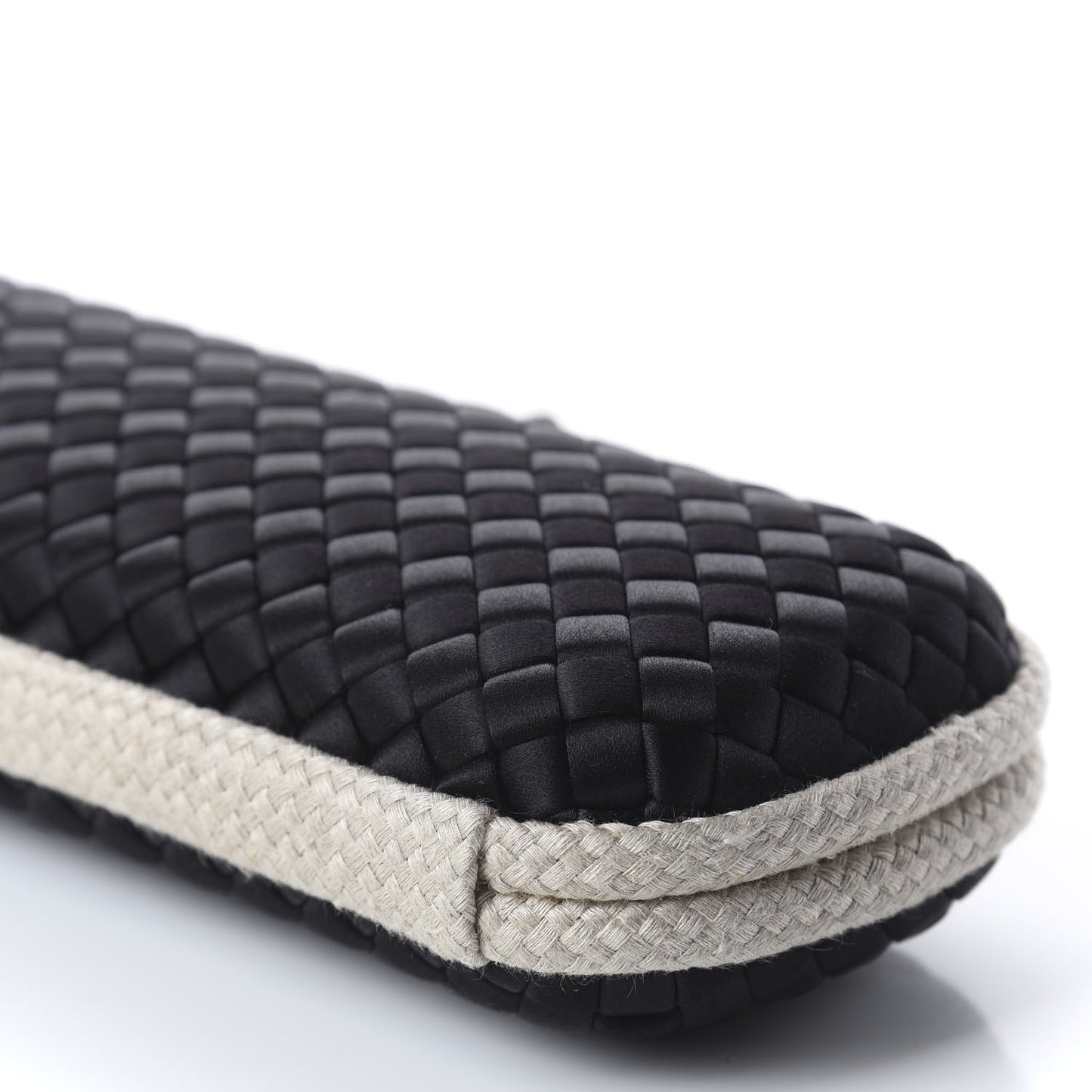 Satin Intreccio Impero Stretch Knot Clutch Black Natural