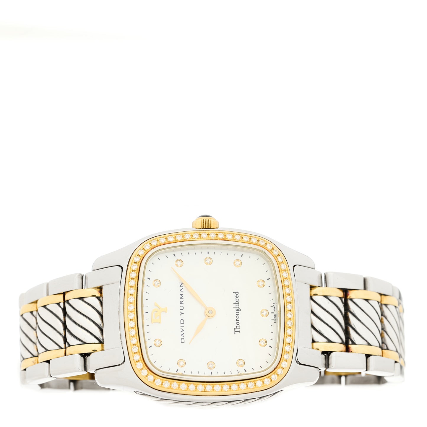 Stainless Steel 18K Yellow Gold Diamond Bezel Mother of Pearl 32mm Thoroughbred Quartz Watch