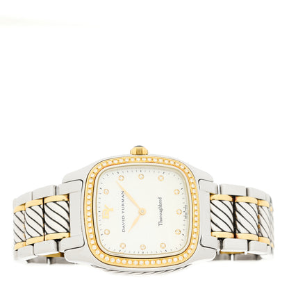 David Yurman Stainless Steel 18K Yellow Gold Diamond Bezel Mother of Pearl 32mm Thoroughbred Quartz Watch 2 of 4