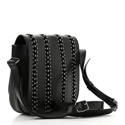 Saint Laurent Smooth Calfskin Suede Betty Stud Stripe Flap Messenger Black 3 of 10