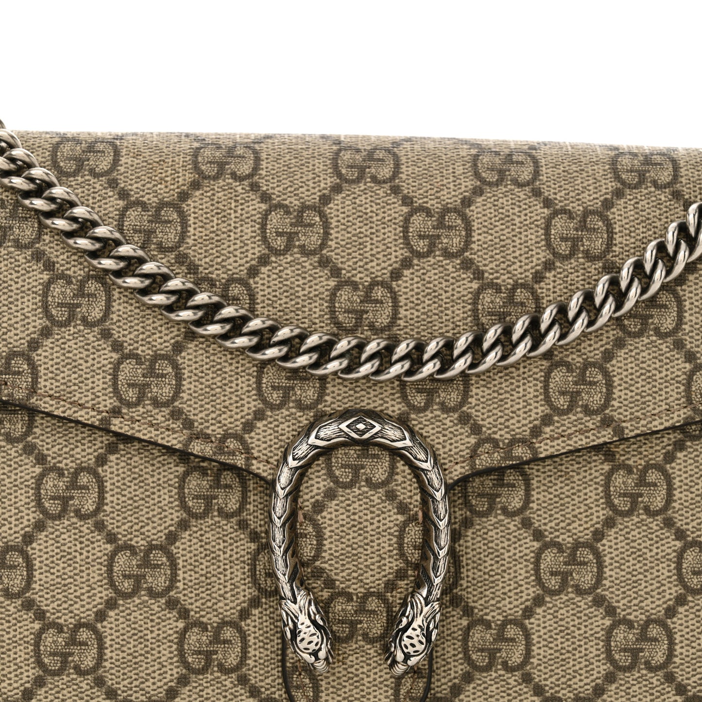 GG Supreme Monogram Mini Dionysus Chain Wallet Beige Taupe