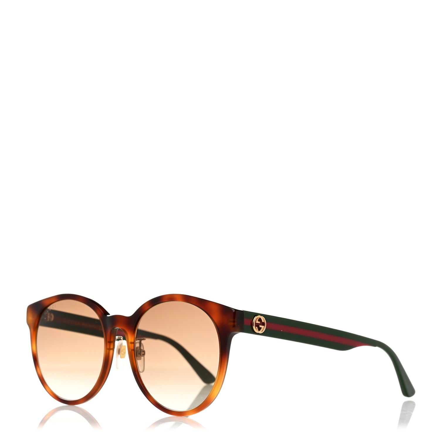 Gucci Round Eye GG Web Sunglasses GG0416SK Tortoise 1 of 8