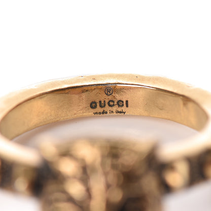 Gucci Metal Feline Head Ring 62 10 Aged Gold 5 of 7