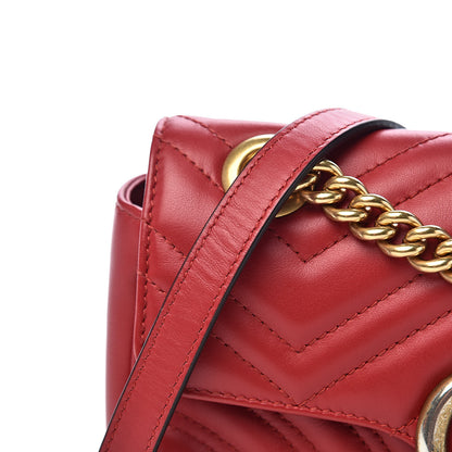 Gucci Calfskin Matelasse Mini GG Marmont Shoulder Bag Hibiscus Red 8 of 11