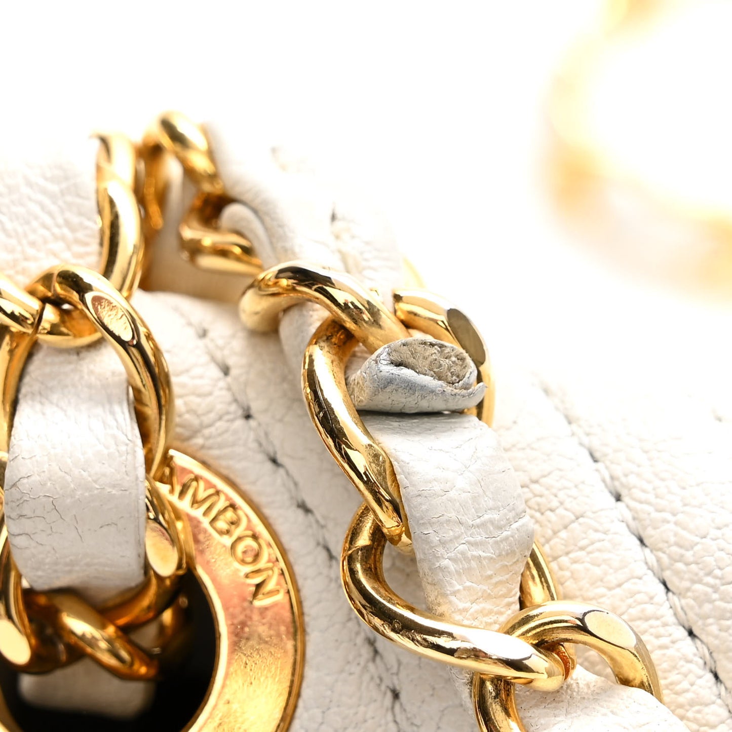 Calfskin Surpique Chevron Small Flap White