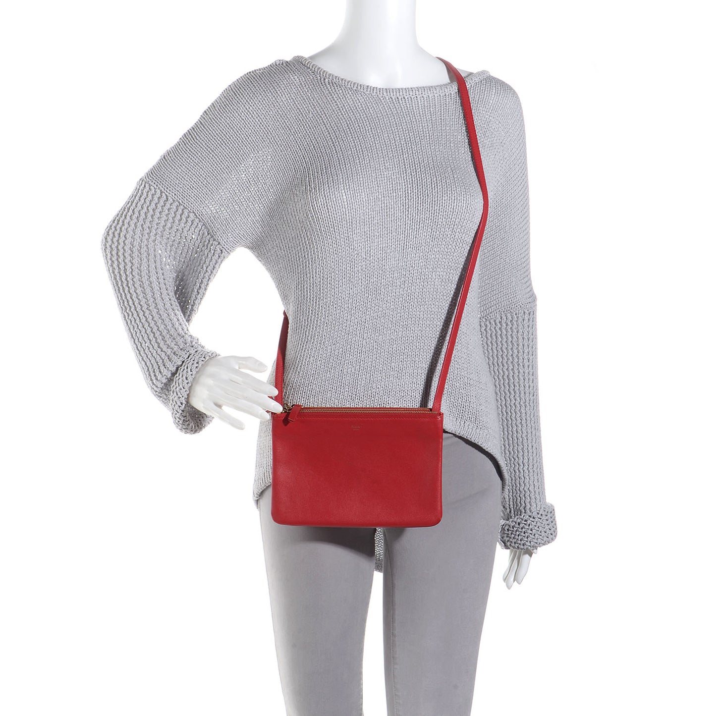 Lambskin Small Trio Crossbody Bag Red