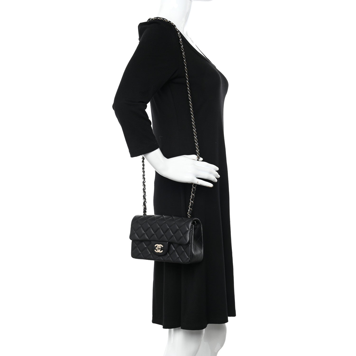 Chanel Lambskin Quilted Mini Rectangular Flap Black 2 of 11