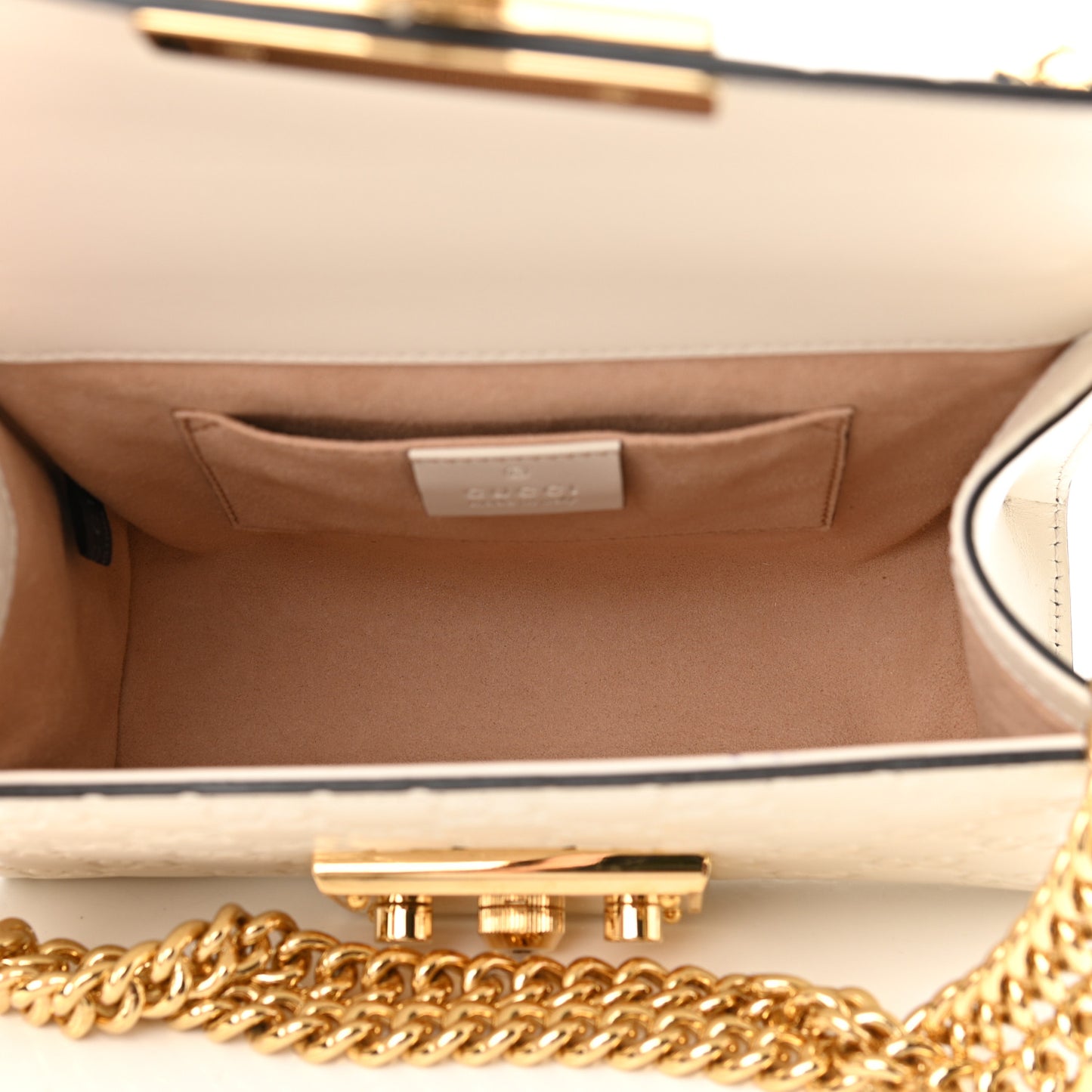 Guccissima Small Padlock Shoulder Bag White