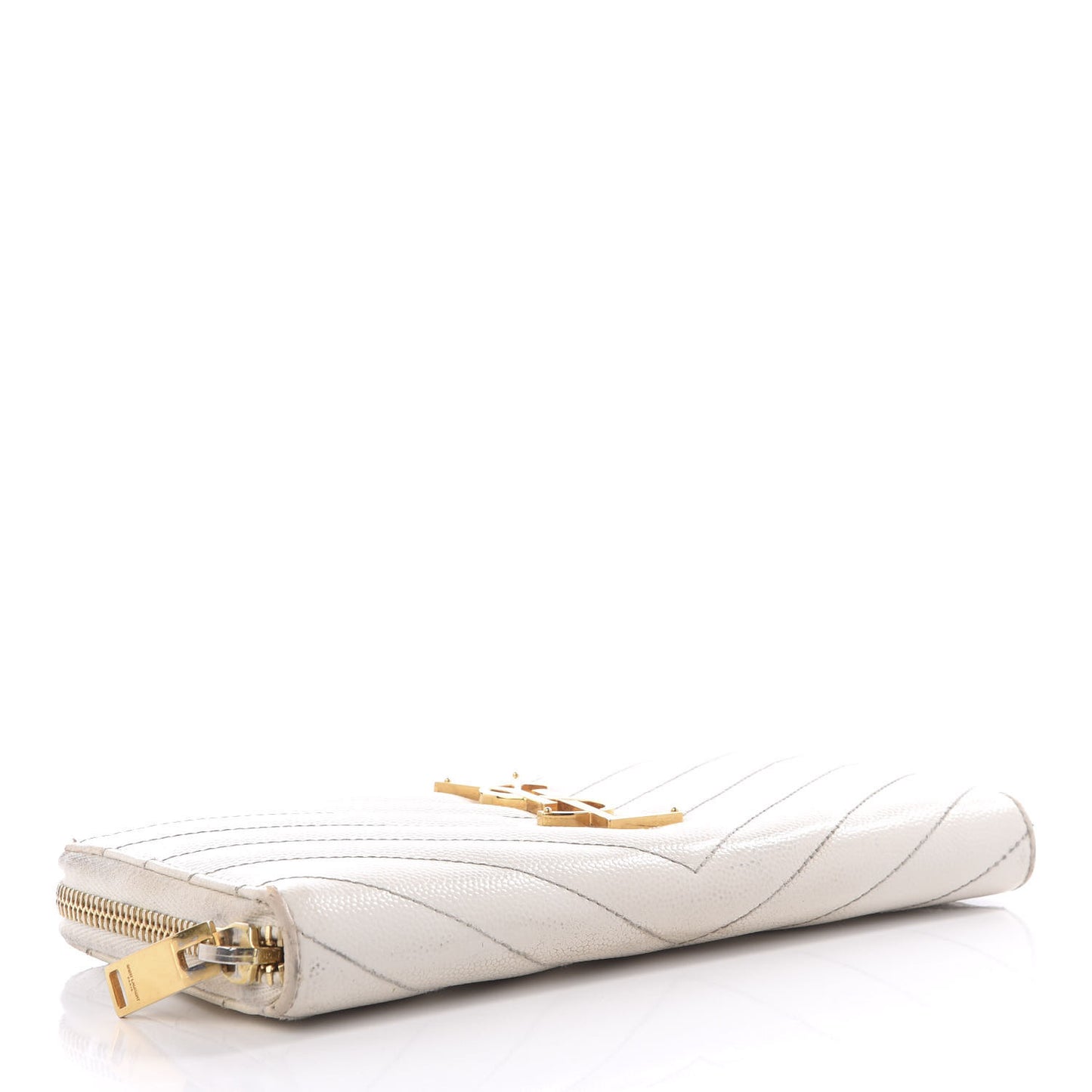 Grain De Poudre Matelasse Chevron Monogram Zip Around Wallet Porcellana