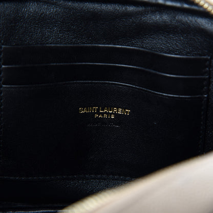 Saint Laurent Grain De Poudre Matelasse Monogram Mini Lou Camera Bag Dark Beige 9 of 12