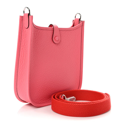 Hermes Taurillon Clemence Amazone Evelyne TPM Rose Azalee Rouge Pivoine 3 of 11