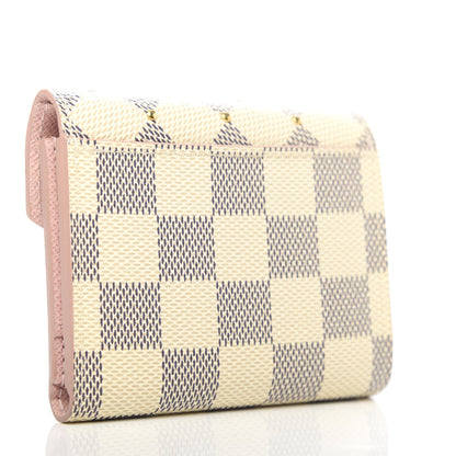 Louis Vuitton Damier Azur Studded Zoe Wallet Rose Ballerine 3 of 6